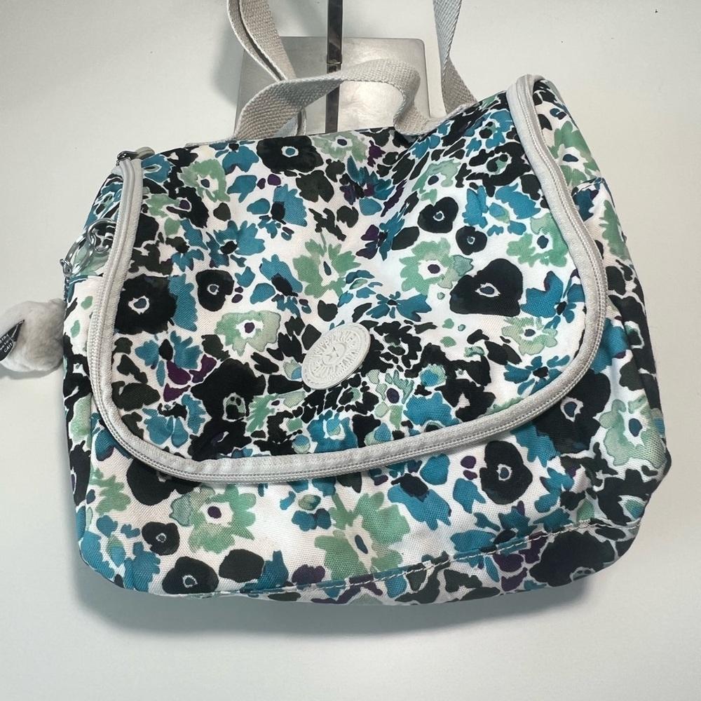 Floral Women's Backpack with Black and Blue Accents